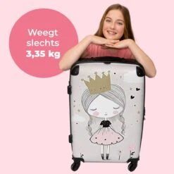 NoBoringSuitcases.com® Koffer Groot - Prinses - Bloemen - Kroon - Meisje - Sterren - Trolley Koffer Met TSA-slot - Met Wielen - 90 Liter - Reiskoffer - 66 Cm -Tassen Kortingen Winkel 1200x1200 676