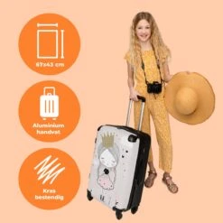 NoBoringSuitcases.com® Koffer Groot - Prinses - Bloemen - Kroon - Meisje - Sterren - Trolley Koffer Met TSA-slot - Met Wielen - 90 Liter - Reiskoffer - 66 Cm -Tassen Kortingen Winkel 1200x1200 677