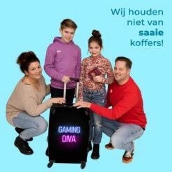 NoBoringSuitcases.com® Koffer Groot - Gaming - Quotes - Neon - Gaming Diva - Vrouwen - Trolley Koffer Met TSA-slot - Met Wielen - 90 Liter - Reiskoffer - 66 Cm -Tassen Kortingen Winkel 1200x1200 687