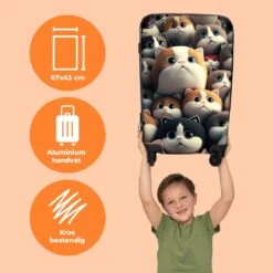 NoBoringSuitcases.com® Koffer Groot - Kat - Huisdieren - Poes - Bruin - Grijs - Trolley Koffer Met TSA-slot - Met Wielen - 90 Liter - Reiskoffer - 66 Cm -Tassen Kortingen Winkel 1200x1200 692