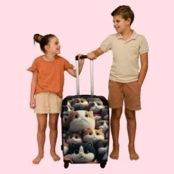 NoBoringSuitcases.com® Koffer Groot - Kat - Huisdieren - Poes - Bruin - Grijs - Trolley Koffer Met TSA-slot - Met Wielen - 90 Liter - Reiskoffer - 66 Cm -Tassen Kortingen Winkel 1200x1200 696
