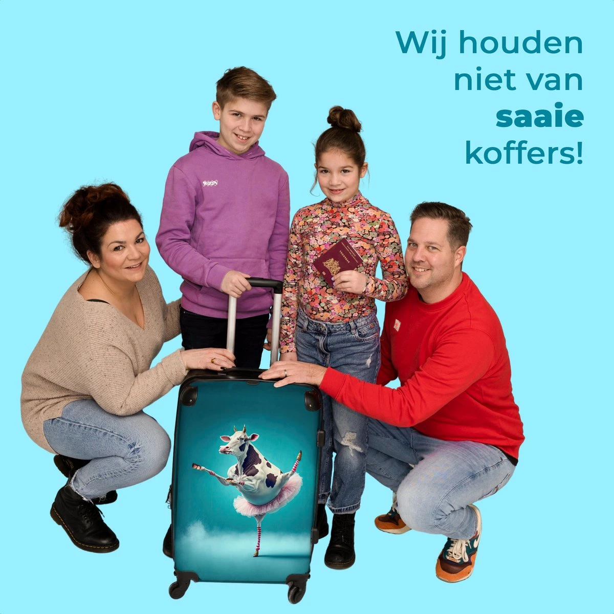 NoBoringSuitcases.com® Koffer Groot - Koe - Ballet - Portret - Blauw - Dieren - Trolley Koffer Met TSA-slot - Met Wielen - 90 Liter - Reiskoffer - 66 Cm 7 NoBoringSuitcases.com® Koffer Groot - Koe - Ballet - Portret - Blauw - Dieren - Trolley Koffer Met TSA-slot - Met Wielen - 90 Liter - Reiskoffer - 66 Cm - Afbeelding 5