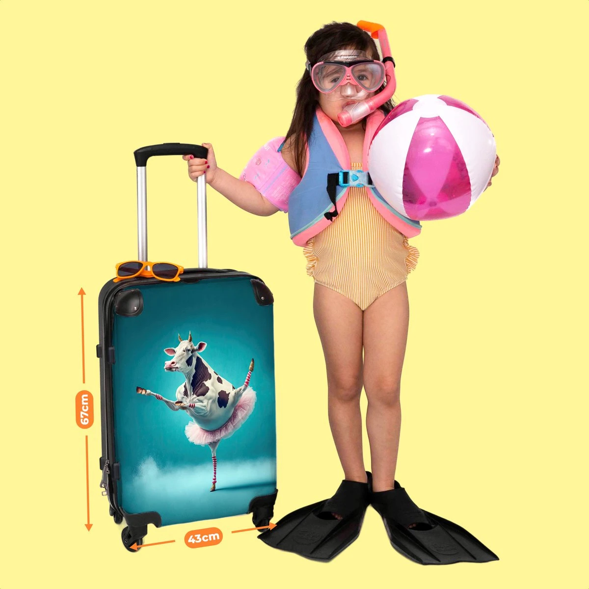 NoBoringSuitcases.com® Koffer Groot - Koe - Ballet - Portret - Blauw - Dieren - Trolley Koffer Met TSA-slot - Met Wielen - 90 Liter - Reiskoffer - 66 Cm 8 NoBoringSuitcases.com® Koffer Groot - Koe - Ballet - Portret - Blauw - Dieren - Trolley Koffer Met TSA-slot - Met Wielen - 90 Liter - Reiskoffer - 66 Cm - Afbeelding 6