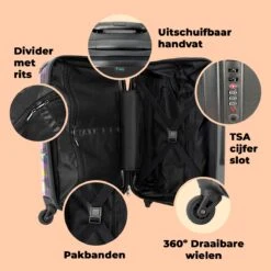NoBoringSuitcases.com® Koffer Groot - Eenhoorn - Meisje - Patroon - Hartje - Trolley Koffer Met TSA-slot - Met Wielen - 90 Liter - Reiskoffer - 66 Cm -Tassen Kortingen Winkel 1200x1200 714
