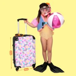 NoBoringSuitcases.com® Koffer Groot - Eenhoorn - Meisje - Patroon - Hartje - Trolley Koffer Met TSA-slot - Met Wielen - 90 Liter - Reiskoffer - 66 Cm -Tassen Kortingen Winkel 1200x1200 716