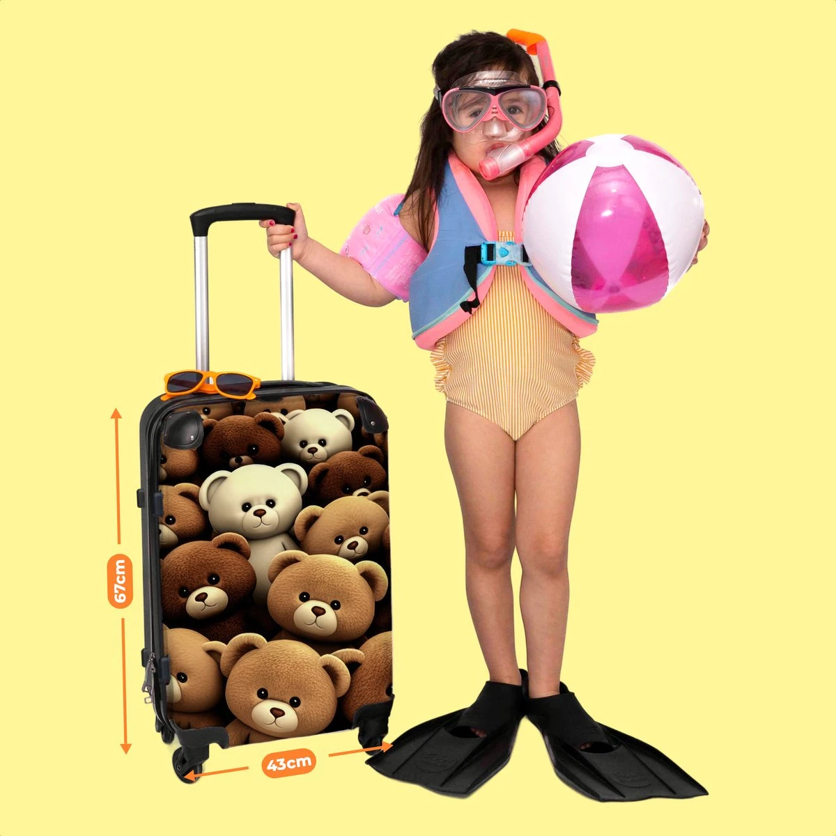 NoBoringSuitcases.com® Koffer Groot - Teddybeer - Knuffel - Bruin - Beer - Trolley Koffer Met TSA-slot - Met Wielen - 90 Liter - Reiskoffer - 66 Cm 8 NoBoringSuitcases.com® Koffer Groot - Teddybeer - Knuffel - Bruin - Beer - Trolley Koffer Met TSA-slot - Met Wielen - 90 Liter - Reiskoffer - 66 Cm - Afbeelding 6