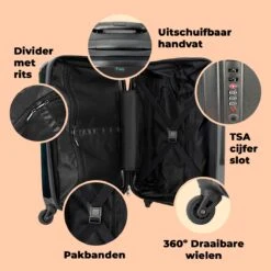 NoBoringSuitcases.com® Koffer Groot - Krokodil - Kroon - Goud - Ballet - Portret - Trolley Koffer Met TSA-slot - Met Wielen - 90 Liter - Reiskoffer - 66 Cm -Tassen Kortingen Winkel 1200x1200 743