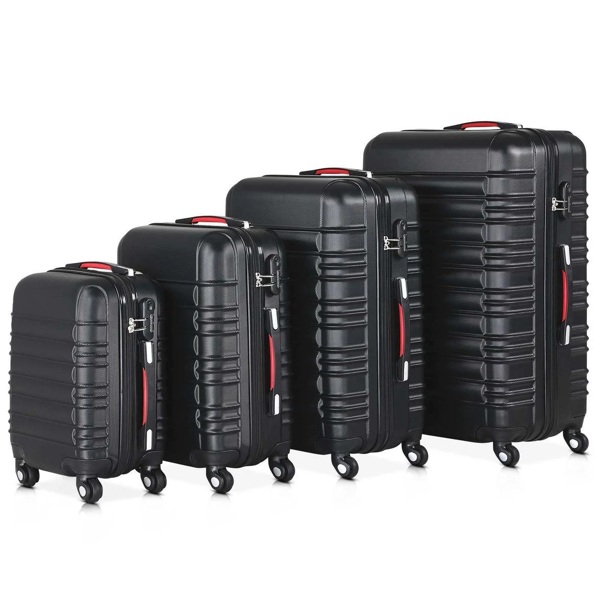 Monzana Kofferset - 4 Stuks S M L XL Met Wielen Cijferslot - Zwart 3 Monzana Kofferset - 4 Stuks S M L XL Met Wielen Cijferslot - Zwart