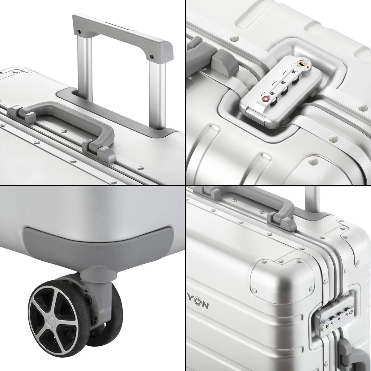 CarryOn Kofferset ULD - Luxe Aluminium Handbagage Koffer 55cm + 76cm Grote Reiskoffer - Dubbel TSA Slot - Zilver 6 CarryOn Kofferset ULD - Luxe Aluminium Handbagage Koffer 55cm + 76cm Grote Reiskoffer - Dubbel TSA Slot - Zilver - Afbeelding 4