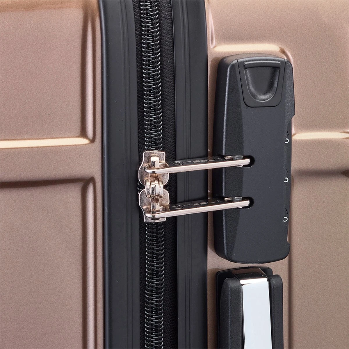 Tesla - Kofferset - 3-delig - 4 Wielen - Cijferslot - Goud 11 Tesla - Kofferset - 3-delig - 4 Wielen - Cijferslot - Goud - Afbeelding 9