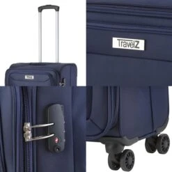TravelZ Softspinner TSA Kofferset - 2-delig Handbagage + Grote Koffer 77cm - Dubbele Wielen - Blauw -Tassen Kortingen Winkel 1200x1200 844