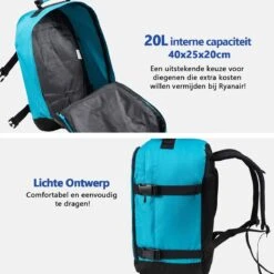 CabinMax Metz Reistas – Handbagage 20L – Rugzak – Schooltas - 40x25x20 Cm – Compact Backpack – Lichtgewicht – Teal -Tassen Kortingen Winkel 1200x1200 927