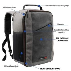 CabinMax Manhatten – Handbagage 20L – Rugzak – Schooltas - 40x20x25 Cm – Compact Reistas – Lichtgewicht – Grijs/Rood -Tassen Kortingen Winkel 1200x1200 936