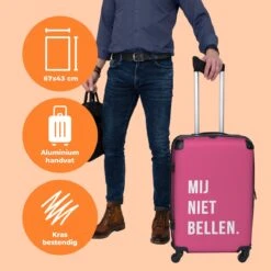 NoBoringSuitcases.com® Koffer Groot - Quotes - Spreuken - Mij Niet Bellen. - Roze - Wit - Trolley Koffer Met TSA-slot - Met Wielen - 90 Liter - Reiskoffer - 66 Cm -Tassen Kortingen Winkel 1200x1200 95
