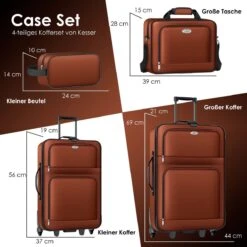Merkloos Trolley Suitcase Set, Handbagage / Lightweight 4 Rolls Carry-on Trolley Suitcase Board Luggage Cabin Trolley Travel Suitcase Luggage,