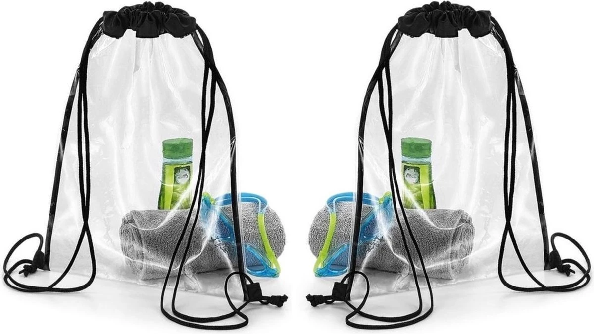 Merkloos 2x Stuks Transparante Gymtasjes/rugtasjes 33 X 45 Cm - Gymtassen/rugtassen/rugzakken/zwemtassen Doorzichtig 3 Merkloos 2x Stuks Transparante Gymtasjes/rugtasjes 33 X 45 Cm - Gymtassen/rugtassen/rugzakken/zwemtassen Doorzichtig