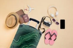 MuchoWow® Koffer - Marmer - Groen - Lijn - Past Binnen 55x40x20 Cm En 55x35x25 Cm - Handbagage - Trolley - Fotokoffer - Cabin Size - Print -Tassen Kortingen Winkel 1200x800 11