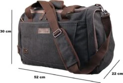 Yakfield - Reistas - Weekendtas - Kado - Dames En Heren - Canvas - Vintage Zwart Antraciet Grijs - Compact Middelgroot Model - 35 Liter Duffelbag - 5 Opbergvakken - 52x30x20 Cm -Tassen Kortingen Winkel 1200x810