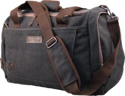 Yakfield - Reistas - Weekendtas - Kado - Dames En Heren - Canvas - Vintage Zwart Antraciet Grijs - Compact Middelgroot Model - 35 Liter Duffelbag - 5 Opbergvakken - 52x30x20 Cm