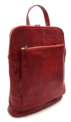 Bestleder – RZ30017 – Rood - Echt Leren - 2 In 1 - Schoudertas – Rugzak - Stevig - Hoge Kwaliteit Italiaans Leer- Rood -Tassen Kortingen Winkel 704x1200 5