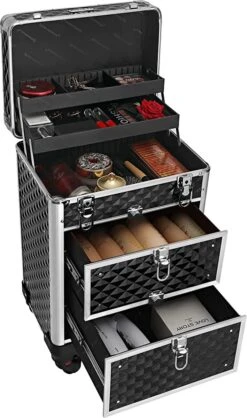 Cosmetic Case Trolley - Professionele Make-up Case - Kapperskoffer Met 4 Uitneembare Wielen -Tassen Kortingen Winkel 709x1200 4