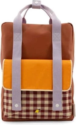 Sticky Lemon Gingham Backpack Large Chocolate Sundae Daisy Yellow Mauve Lilac -Tassen Kortingen Winkel 729x1200 1