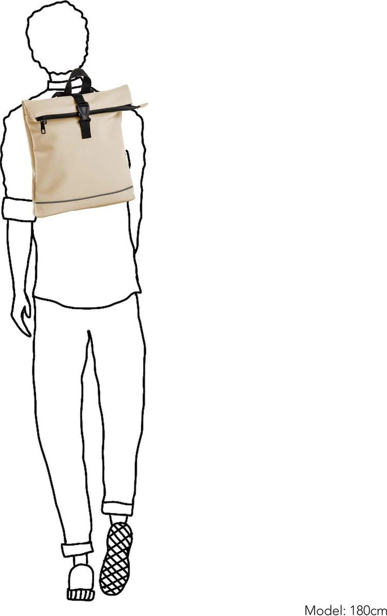 Daniel Ray Jefferson Rolltop Laptop Rugzak Waterproof - Off White 8 Daniel Ray Jefferson Rolltop Laptop Rugzak Waterproof - Off White - Afbeelding 6