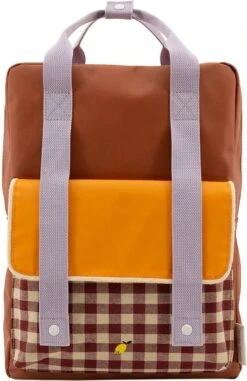 Sticky Lemon Gingham Backpack Large Chocolate Sundae Daisy Yellow Mauve Lilac -Tassen Kortingen Winkel 778x1200 7