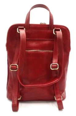 Bestleder – RZ30017 – Rood - Echt Leren - 2 In 1 - Schoudertas – Rugzak - Stevig - Hoge Kwaliteit Italiaans Leer- Rood -Tassen Kortingen Winkel 787x1200