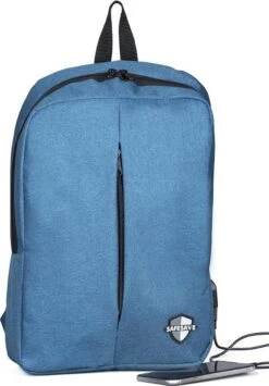 SafeSave Rugtas – Waterafstotende Schooltas Met Laptop Vak En Usb Aansluiting – Schoudertas – 15.6 Inch – Lichtblauw -Tassen Kortingen Winkel 836x1200 6