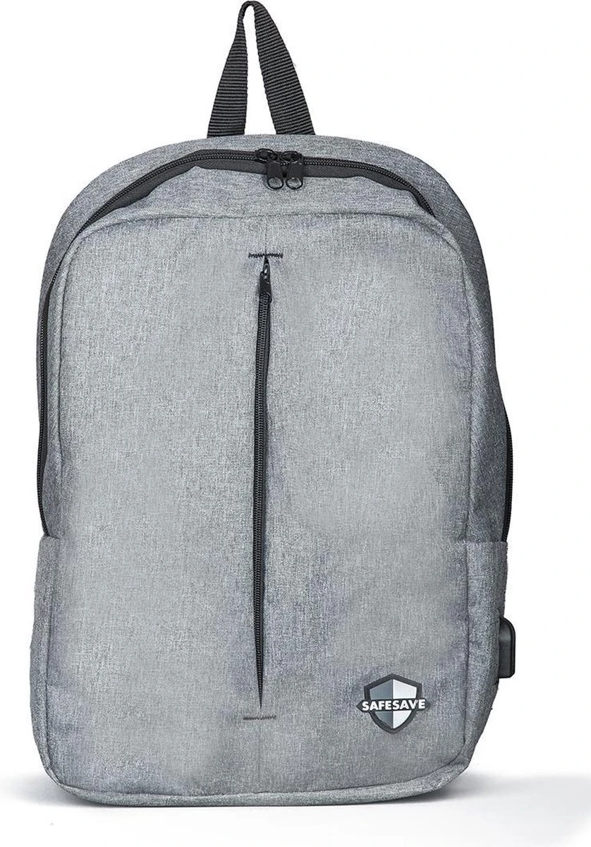 SafeSave Rugtas – Waterafstotende Schooltas Met Laptop Vak En Usb Aansluiting – Schoudertas – 15.6 Inch – Licht Grijs 7 SafeSave Rugtas – Waterafstotende Schooltas Met Laptop Vak En Usb Aansluiting – Schoudertas – 15.6 Inch – Licht Grijs - Afbeelding 5