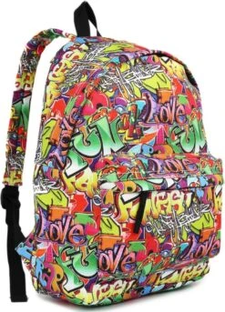 Miss Lulu Rugzak - 22,61 Liter - Graffiti (e1401g) -Tassen Kortingen Winkel 865x1200 2