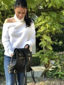 TOUTESTBELLE - Leren Dames Rugzak Quilted Gestikt Ruit Met Extra Vak - Dames - Leer - Zwart -Tassen Kortingen Winkel 899x1200 10