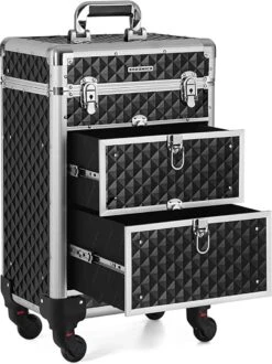 Cosmetic Case Trolley - Professionele Make-up Case - Kapperskoffer Met 4 Uitneembare Wielen -Tassen Kortingen Winkel 899x1200 4