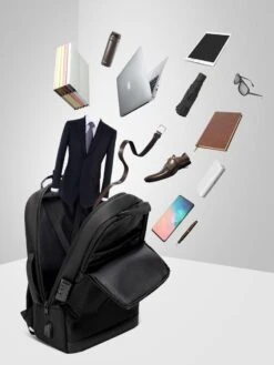 Golden Wolf Rugzak Anti-diefstal / Rugtas / Reistas / Weekendtas / Schooltas / 46x31x18(of 27)cm (25 Of 37l)/ Laptop 17 Inch / USB -oplaadpoort / Zwart / Waterfles -Tassen Kortingen Winkel 900x1200 28