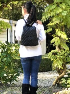 TOUTESTBELLE - Leren Dames Rugzak Quilted Gestikt Ruit Met Extra Vak - Dames - Leer - Zwart -Tassen Kortingen Winkel 900x1200 31