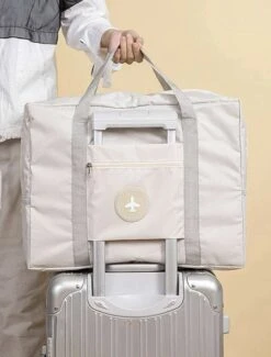 Merkloos Reistas - Handbagage Tas - Opvouwbaar - Beige - Off White - Travelbag