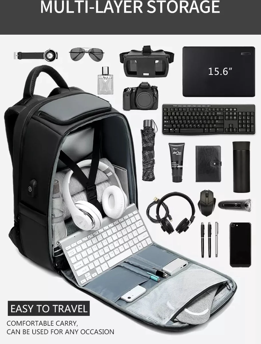 Eurcool Rugzak Mannen Multifunctionele Grote Capaciteit Mannelijke Mochila Tassen Usb-poort Opladen Laptop School Rugzakken 7 Eurcool Rugzak Mannen Multifunctionele Grote Capaciteit Mannelijke Mochila Tassen Usb-poort Opladen Laptop School Rugzakken - Afbeelding 5