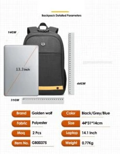 Golden Wolf Rugzak - Rugtas - Laptoptas - Motortas - Antraciet - Smartlock -Tassen Kortingen Winkel 940x1200