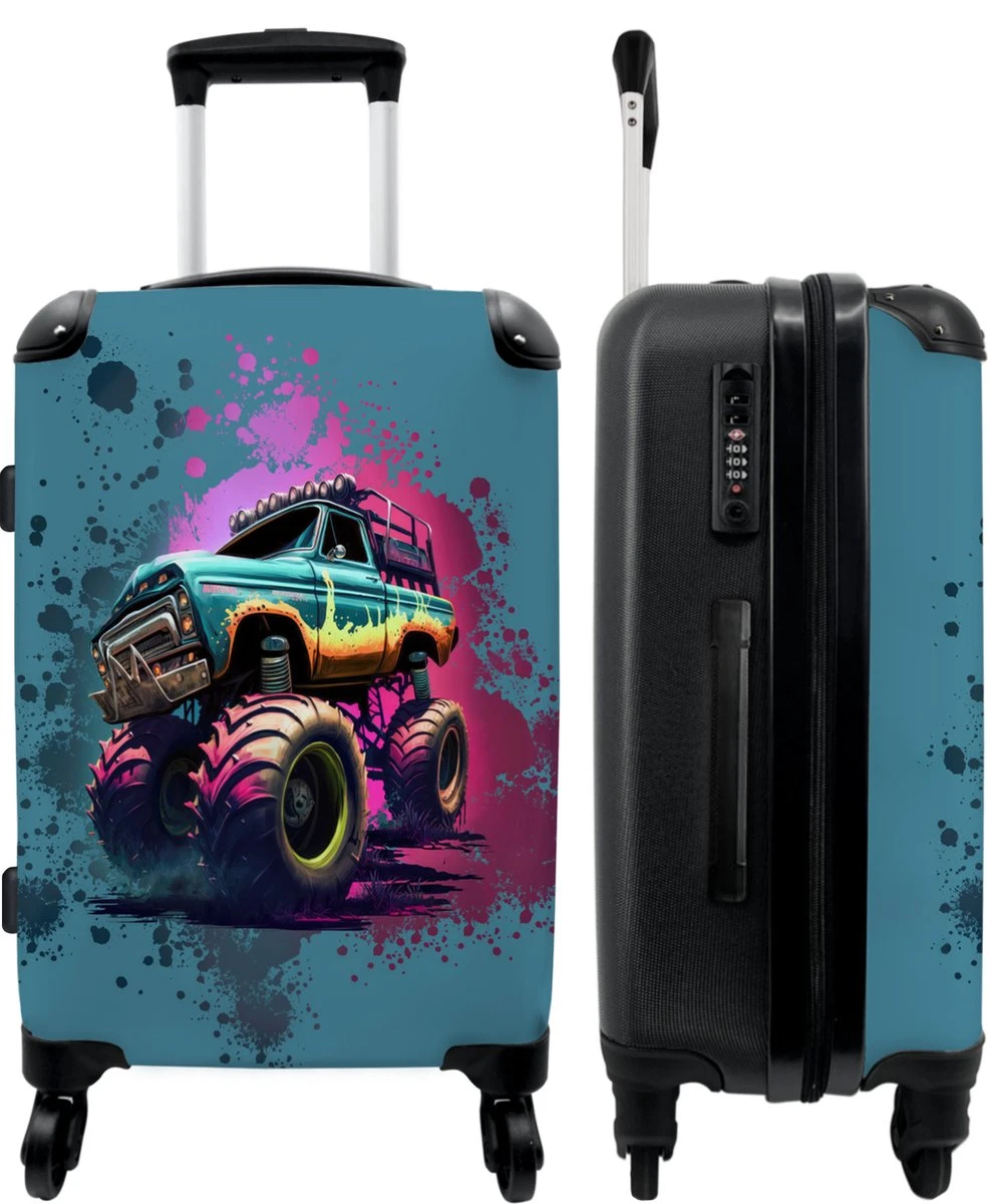 NoBoringSuitcases.com® Koffer Groot - Monstertruck - Verf - Graffiti - Roze - Neon - Trolley Koffer Met TSA-slot - Met Wielen - 90 Liter - Reiskoffer - 66 Cm 3 NoBoringSuitcases.com® Koffer Groot - Monstertruck - Verf - Graffiti - Roze - Neon - Trolley Koffer Met TSA-slot - Met Wielen - 90 Liter - Reiskoffer - 66 Cm