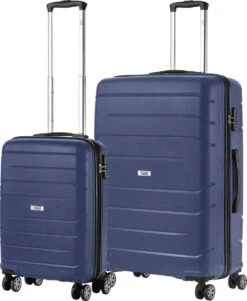 TravelZ Big Bars Kofferset - Trolleyset TSA 2-delig - Handbagage En Groot - Blauw