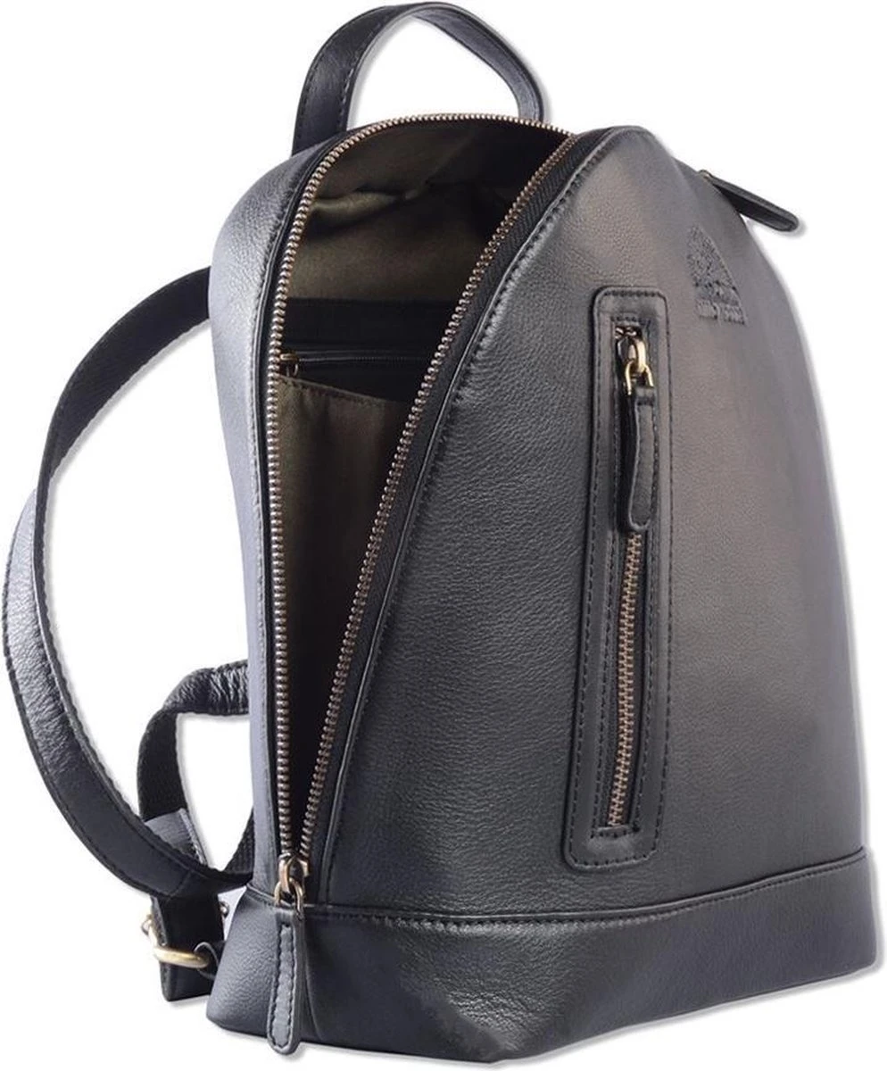 WILD WOODS Leren Dames Rugtas M - Casual Rugzak - Nappa Leer - Zwart 4 WILD WOODS Leren Dames Rugtas M - Casual Rugzak - Nappa Leer - Zwart - Afbeelding 2